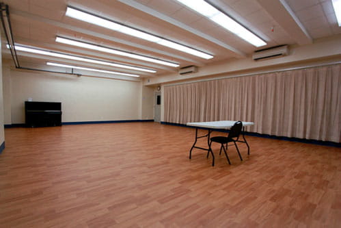 Studio 401, acoustic curtain closed