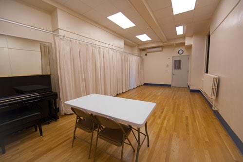 Rehearsal studio 303 acoustic curtain closed