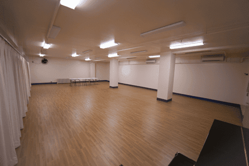 Rehearsal studio 304, acoustic curtain closed