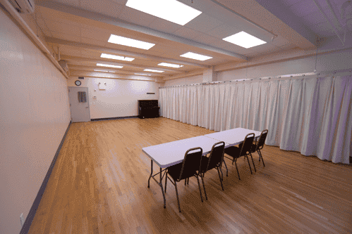 studio 315, casting call set up, acoustic curtains closed